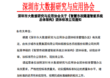 智慧市政隧道智能系统总体架构团体标准获批立项-效擎动力机械有限公司(图1)